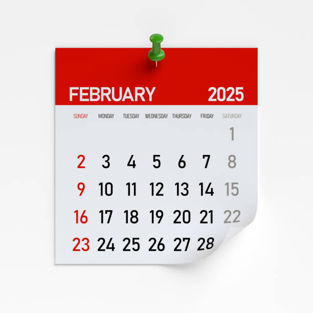 istock February 2025 Calendar. Isolated on White Background. 3d Rendering 2187695713