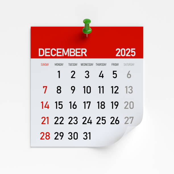istock December 2025 Calendar. Isolated on White Background. 3d Rendering 2187695721