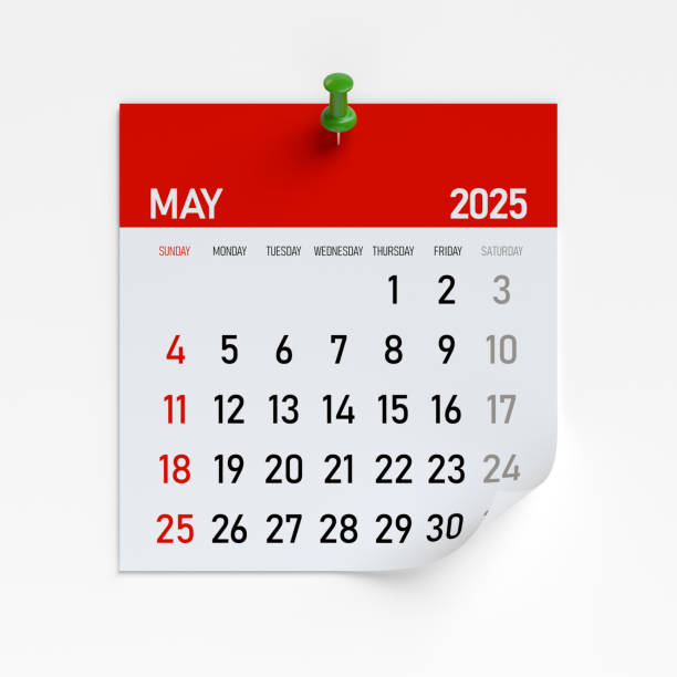 istock May 2025 Calendar. Isolated on White Background. 3d Rendering 2187695724