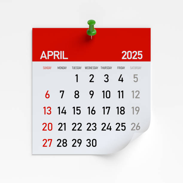 istock April 2025 Calendar. Isolated on White Background. 3d Rendering 2187695734