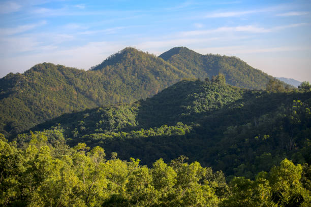 istock Three layer of mountains of tree landscape 2187697225