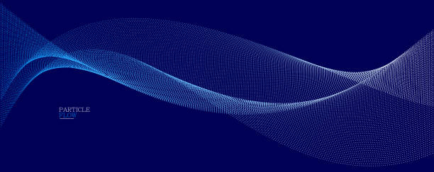 istock Dark blue abstract background, vector wave of flowing particles, curvy lines of dots in motion, technology and science theme, airy and ease futuristic illustration. 2187706182