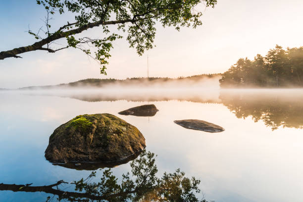 istock Morning mist at calm lake 2187709545