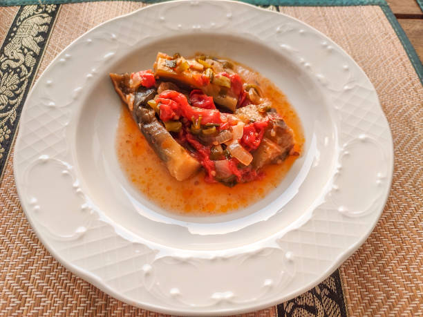 Traditional turkish summer aubergin dish at mugla turkey