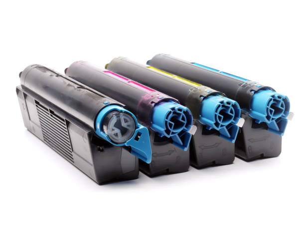 istock Four used laser printer toner cartridges 2187721267