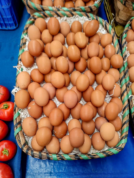 istock Selling fresh chicken egg  at open bazaar of kadikoy istanbul turkey 2187721730