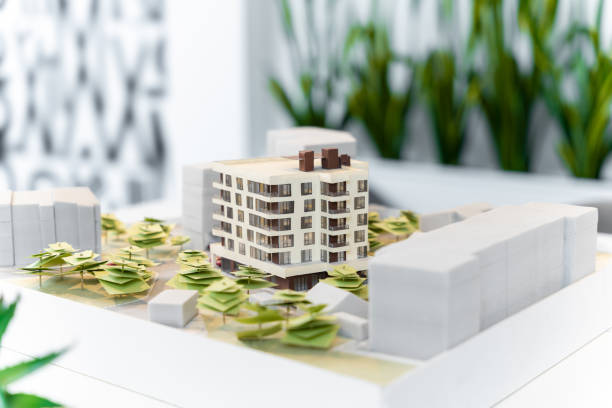 istock Living area mock up on the table in the modern architect office 2187723245
