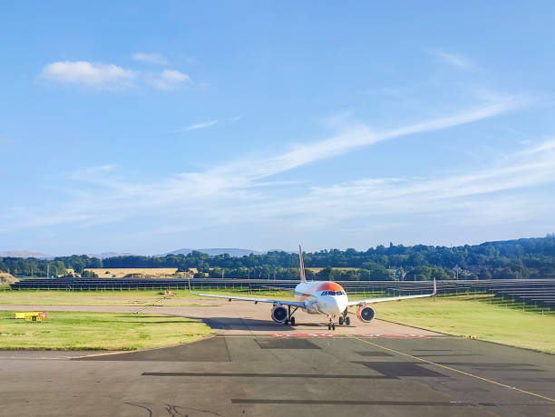 Airplanes at edinburgh airport england UK