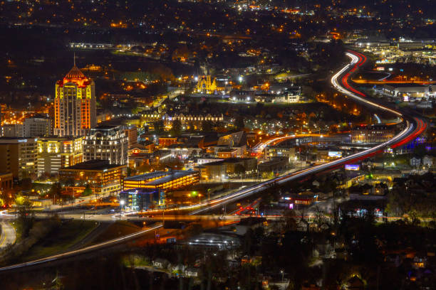 Roanoke, Virginia lit up at night