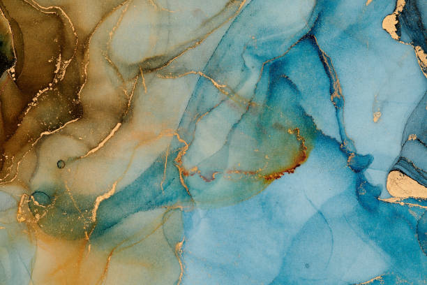 istock Natural  luxury abstract fluid art painting in liquid ink technique. Tender and dreamy  wallpaper. Mixture of colors creating transparent waves and golden swirls. For posters, other printed materials 2187737453