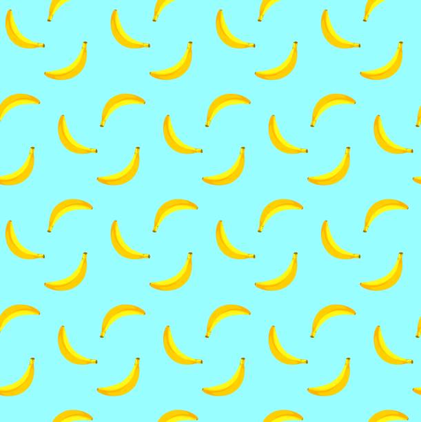 istock Banana flat seamless pattern on blue background. Wrapping paper, gift card, poster, banner design. 2187738247