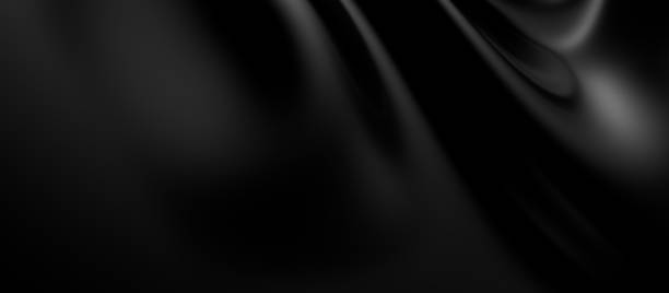istock 3d soft black waves background. Dark silk crumples. Elegant minimalistic satin ripples backdrop. 3d render illustration 2187742277