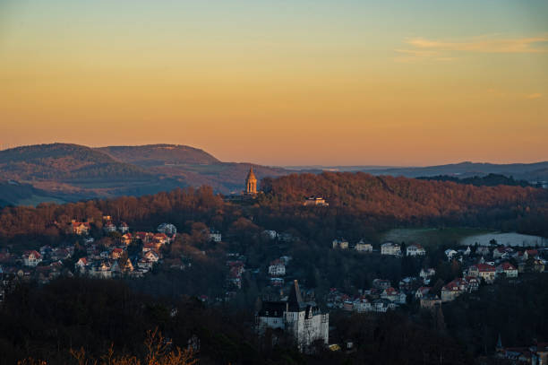 view over Eisenach and the fraternity monument in Thuringia in Germany