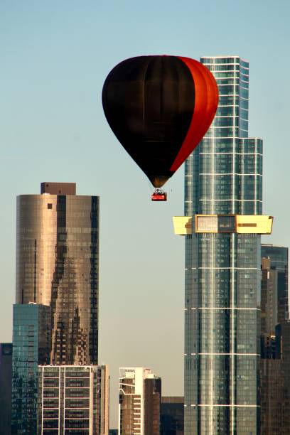 istock Hot air balloon balloons over Melbourne skyline 2187743716