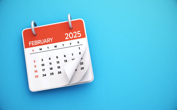 istock 2025 February calendar on blue background 2187753071