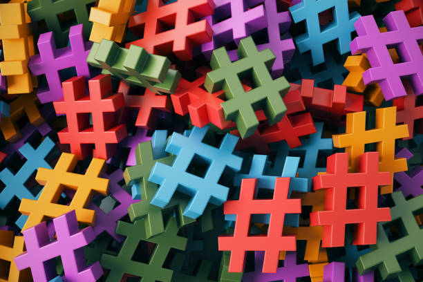istock Colorful Hashtag Symbol Stacks on Background. 2187753157