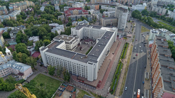 istock City view from above with a large white building in the middle 2187759199