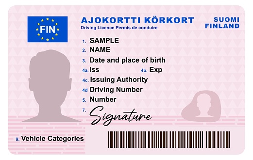 Random Id Finland Finland Driving License Isolated On White Background Person Driver ...