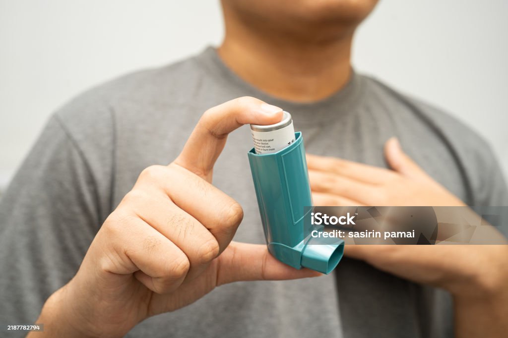 Copd Rectangle Inhaler Asthma And Chronic Obstructive Pulmonary Disease Copd Asian Young Man ...