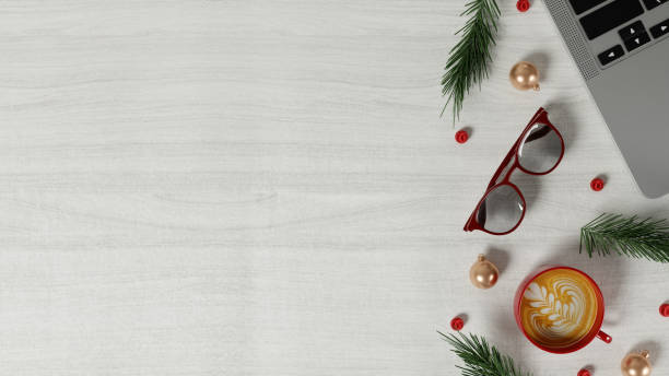 istock Modern Workspace with Coffee and Festive Accents 3D Render. 2187783785