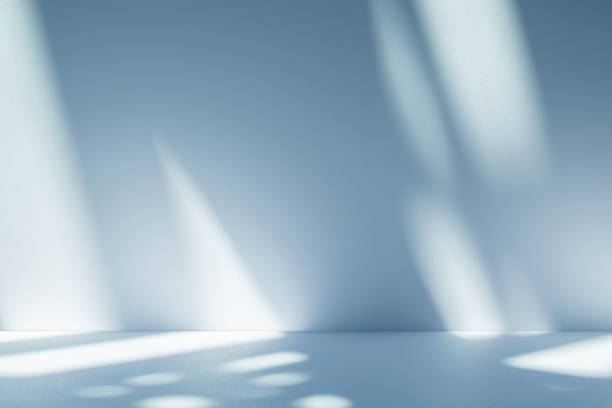 istock Studio style background wall decoration presentation uses white and blue tones. with shadows cast from a nearby window, concept creating a decorative 2187787613