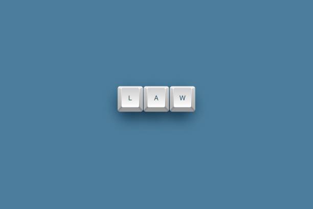 istock 3D illustration of text law on a 3D keyboard button with a shadow on a blue background 2187787840