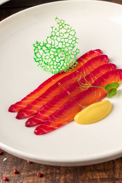 Beetroot Cured Salmon from Scandinavian cuisine, salted salmon beetroot gravlax