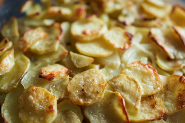 istock Baked potato wedges, close-up, selective focus. 2187792565