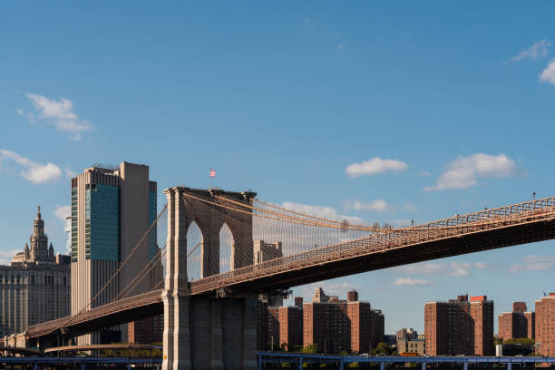 istock Brooklyn Bridge with Manhattan skyline in the background on a sunny day. 2187796915
