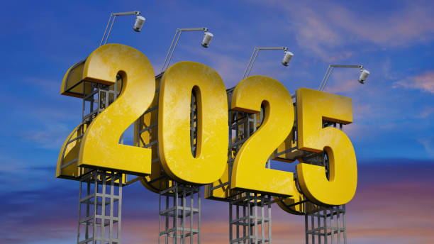 istock Yellow 2025 Billboard Road Sign Under Spotlights 2187797095
