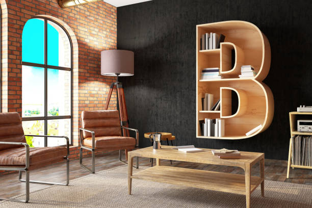 istock B Letter Bookshelf on Cozy Room's Wall 2187797859