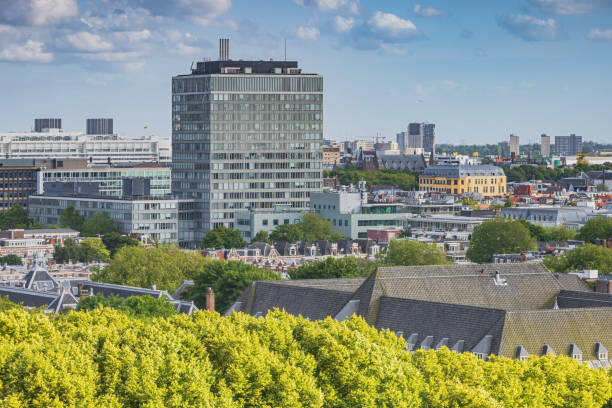 skyline of The Hague with office buildings; The Hague, Netherlands