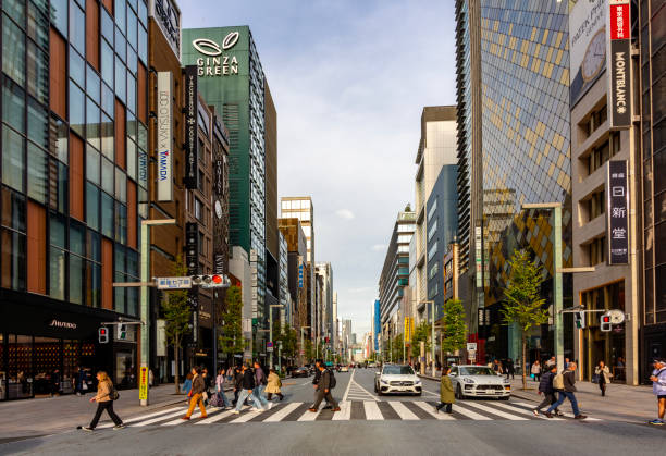 Tokyo, Japan - 26 November 2024: Ginza shopping district in Tokyo