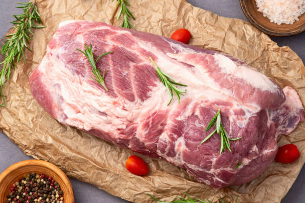 istock Neck of raw pork meat . Top view 2187806192