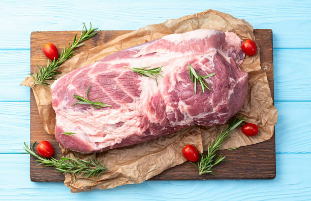 istock Neck of raw pork meat . Top view 2187806195