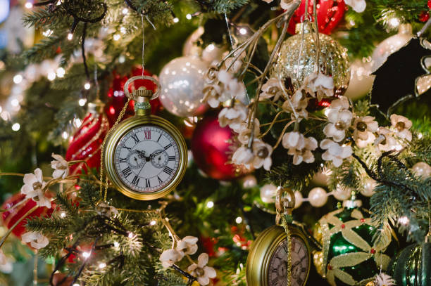 istock A gold and white clock hanging from a green background 2187806874