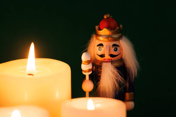Group of nutcrackers at an outdoor Christmas market in Salzburg, Austria.