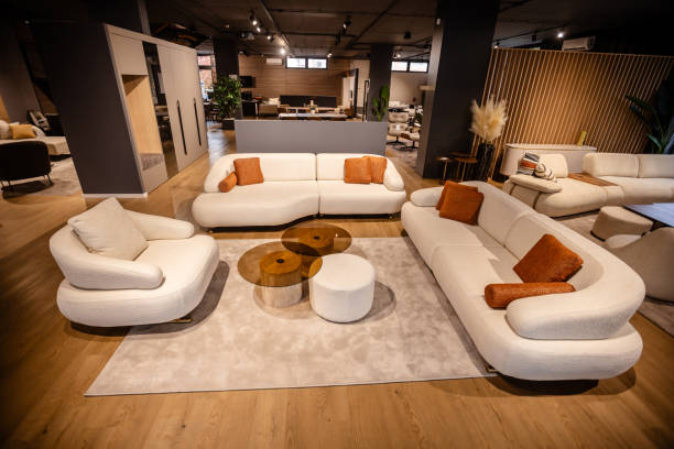 istock Contemporary living room with plush white seating. 2187809214