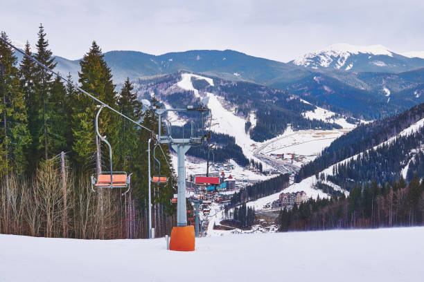 istock Cable car, ski lift for skiing in the mountains 2187810371