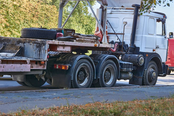 istock Truck tractor unit with empty trailer for transportation of large sized cargo 2187810543