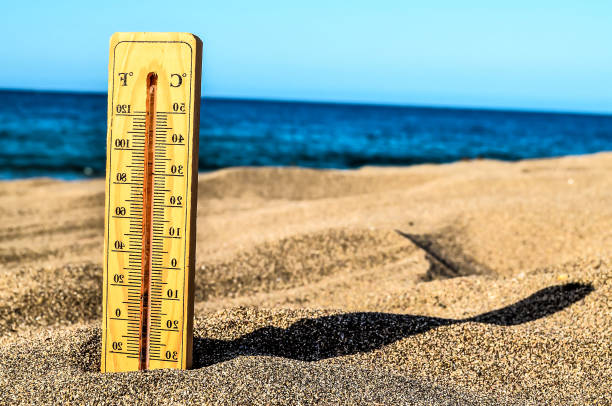 istock Thermometer on the Sand Beach 2187814725