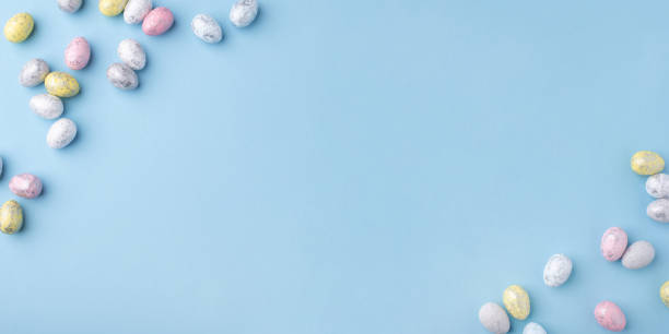 istock Easter frame of eggs painted in blue color. 2187817019