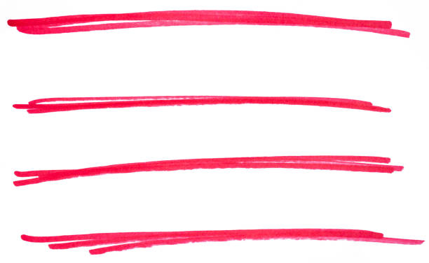 istock Set of hand drawn red marker line design element, grunge strokes underline 2187818950