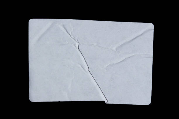 White adhesive glued paper sticker label isolated