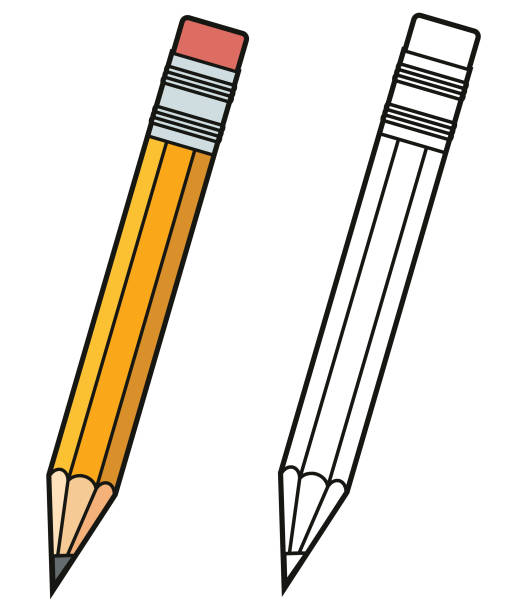 žlutá tužka a bílé pozadí - grafit stock ilustrace