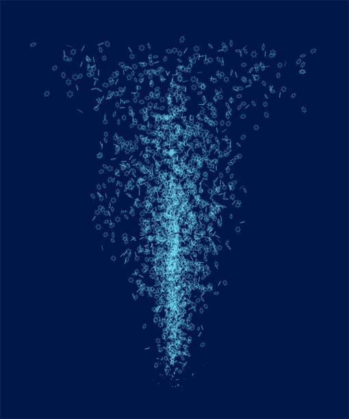istock A stream of multiple stars made of blue lines isolated on a dark background. 2187821408