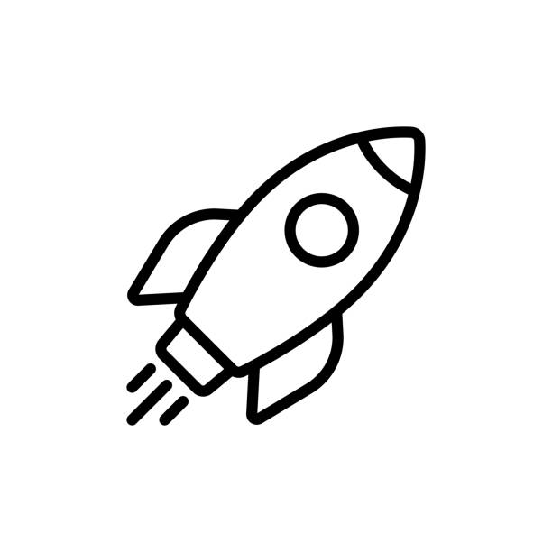 illustrations, cliparts, dessins animés et icônes de icône de ligne de fusée avec trait modifiable - fusée