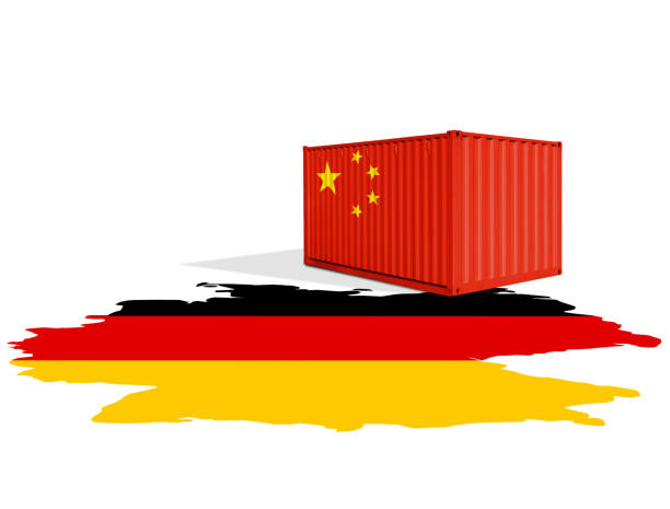 istock Sea Container with China flag on a Germany flag map 2187832239