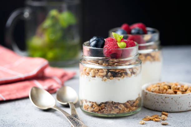 istock Granola parfait with greek yogurt and fresh berries 2187834233
