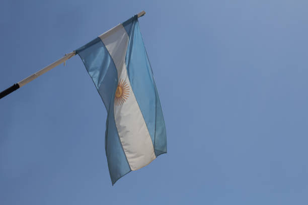 istock Argentine flag flying on the flagpole 2187834448